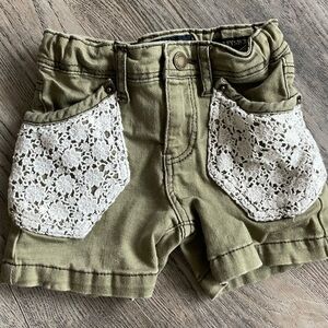 Lucky Brand Toddler Olive and Lace Riley Jean Shorts, size 3T